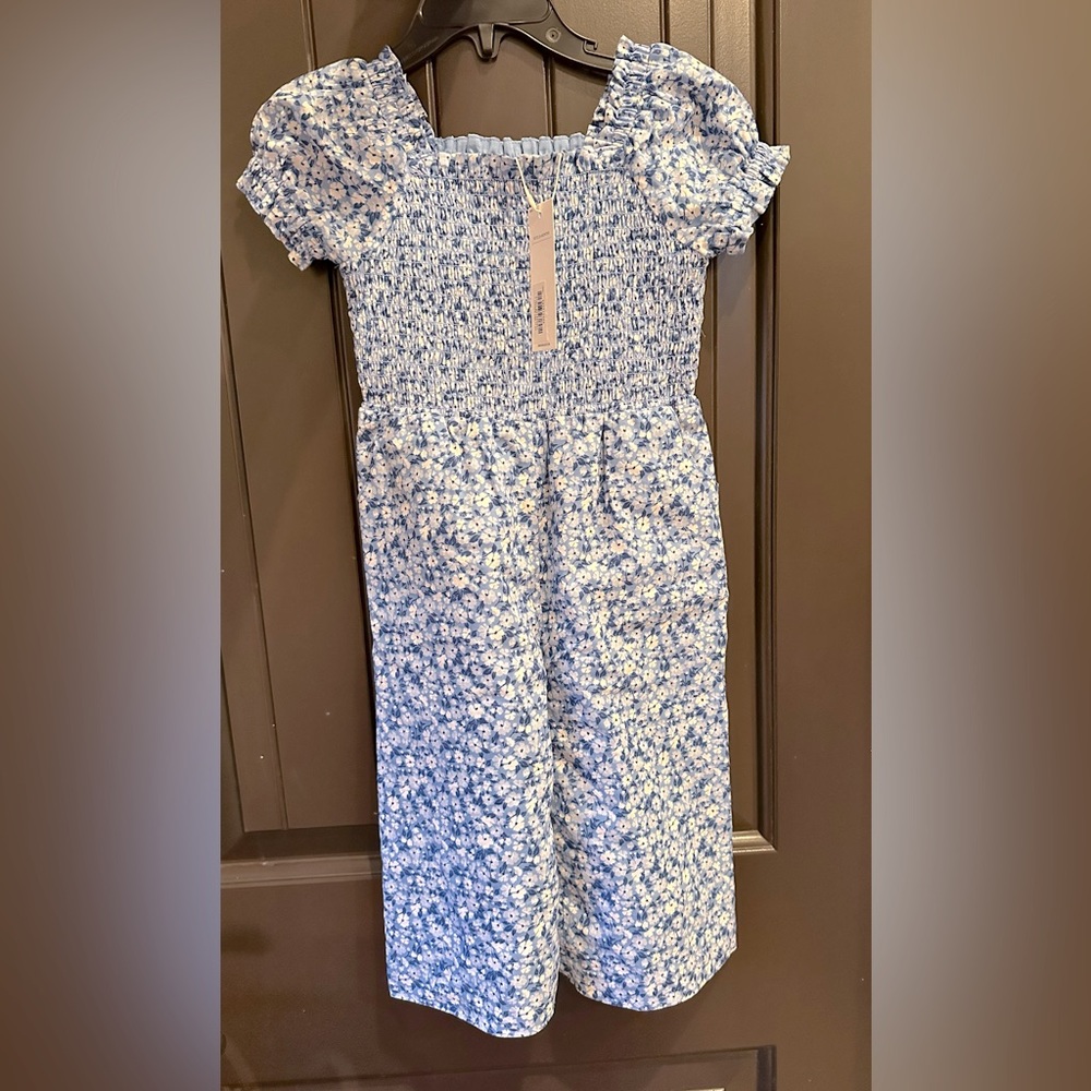 Blue and white floral jumpsuit